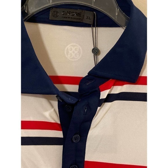Men’s G/Fore GFore Polo Golf Shirt XL Offset Stripe NWT - Picture 3 of 9